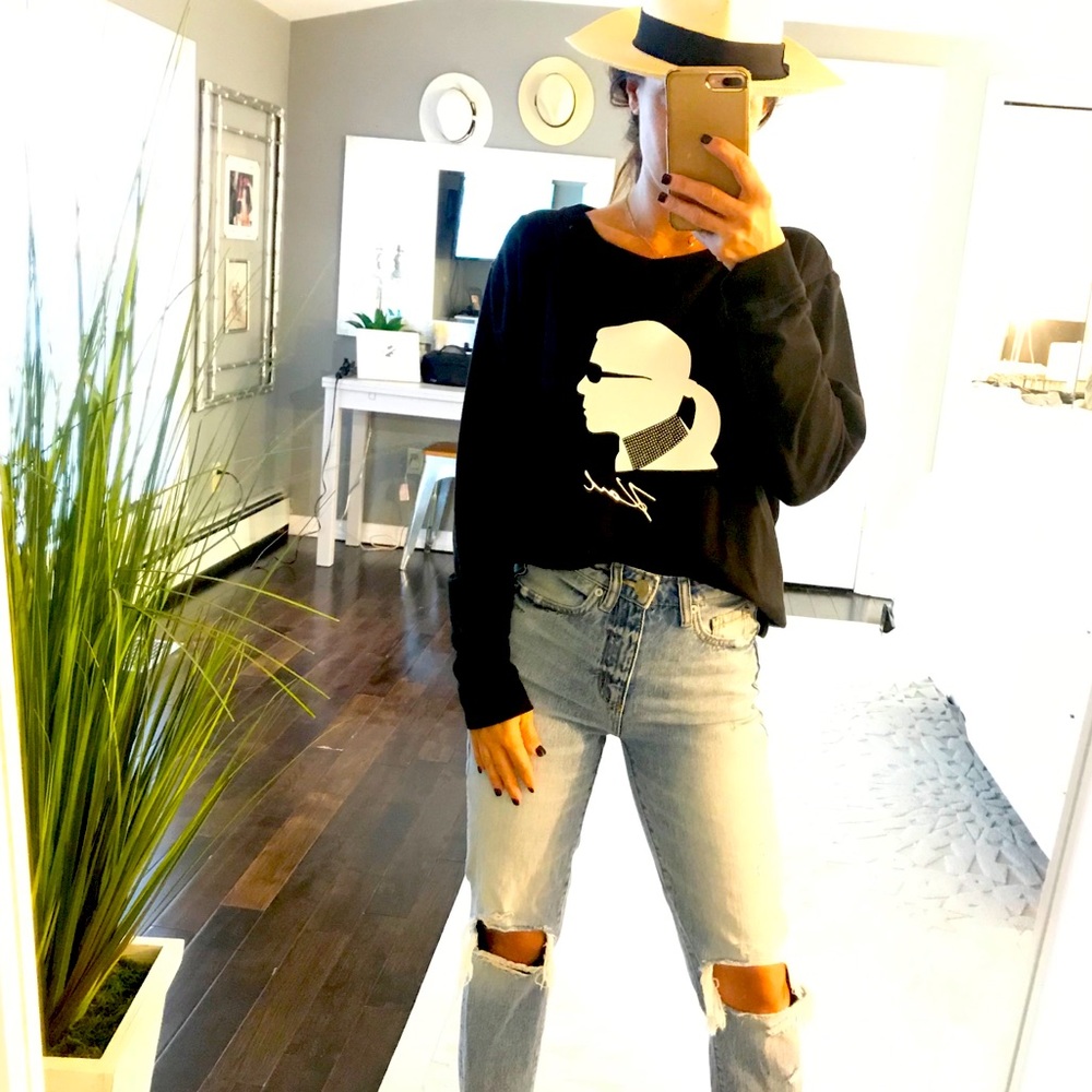 Karl Lagerfeld Black Sweatshirt with Iconic Graphic